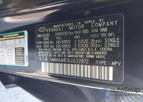 2020 Hyundai Palisade Sel из США, поврежденный, VIN KM8R44HE3LU117972